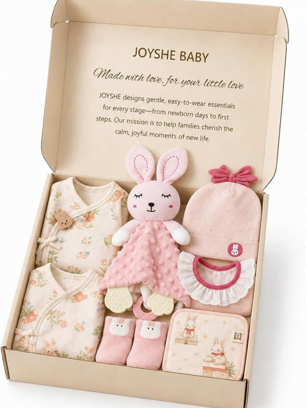 Adorable Newborn Baby Girl Gift Set - 8-Piece Layette Box for 0-3 Months